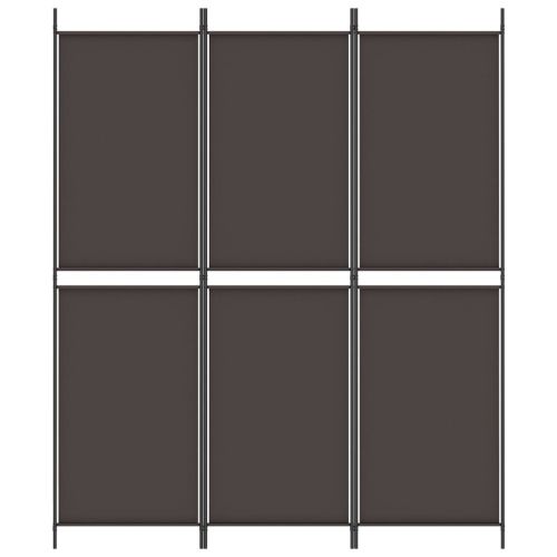 Параван за стая, 3 панела, кафяв, 150x180 см, плат