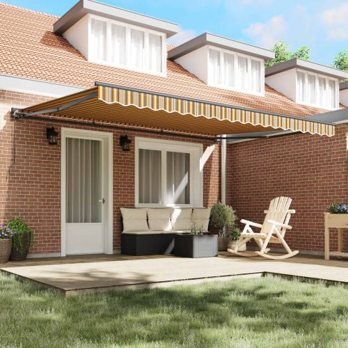 Рамка за сенник Жълт и Сив 450 × 300 cm Полиестер с PU покритие