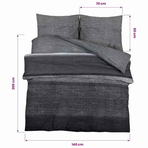 Комплект спално бельо, тъмносив, 140x200 см, памук