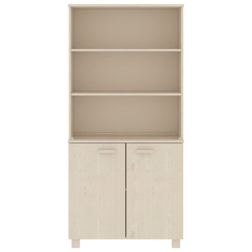 Висок шкаф HAMAR, борово дърво масив, меденокафяв