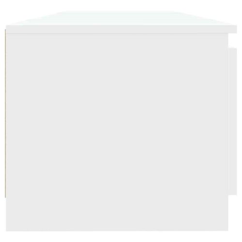 ТВ шкаф с LED осветление, бял, 140x40x36 см