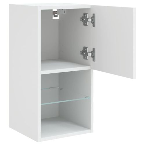ТВ шкафове с LED осветление 2 бр бели 30,5x30x60 см