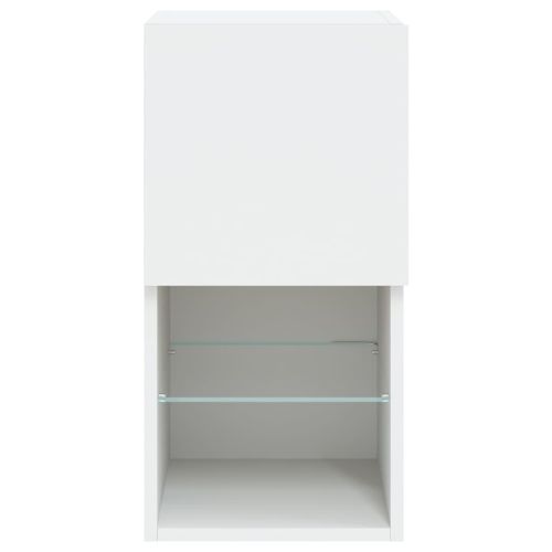 ТВ шкафове с LED осветление 2 бр бели 30,5x30x60 см