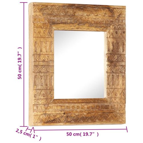 Ръчно резбовано огледало, 50x50x2,5 см, мангово дърво масив