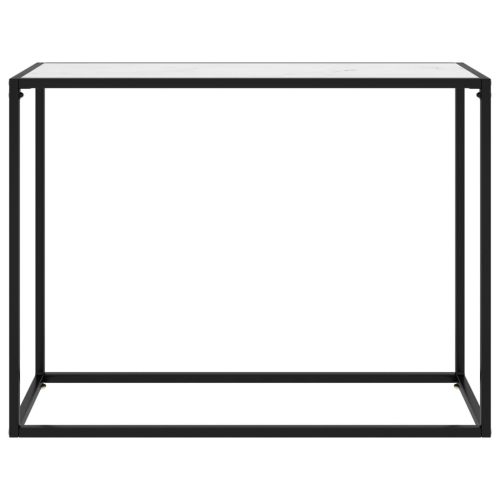 Конзолна маса, бяла, 100x35x75 cм, закалено стъкло