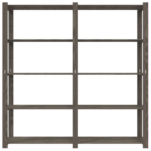 5-етажен стелаж за съхранение, сив, 170x38x170 см, бор масив