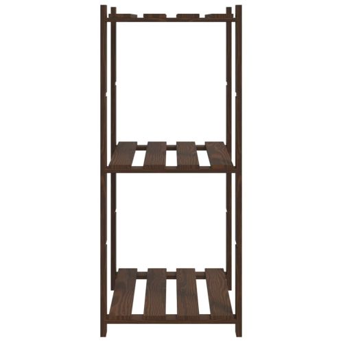 3-етажен стелаж за съхранение, кафяв, 60x38x90 см, бор масив