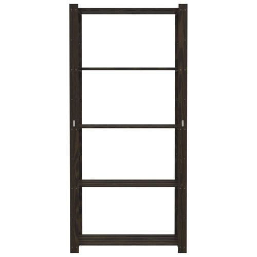 5-етажен стелаж за съхранение, черен, 80x38x170см, бор масив