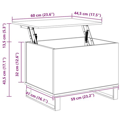 Кафе маса, черна, 60x44,5x45 см, инженерно дърво