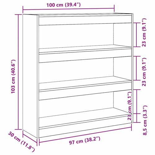 Шкаф за книги Старо дърво 100 x 30 x 103 см Инженерно дърво