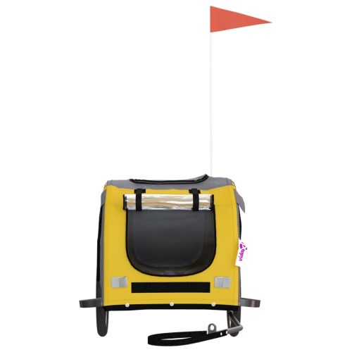 Ремарке за колело за любимци жълт и сив Оксфорд плат и желязо