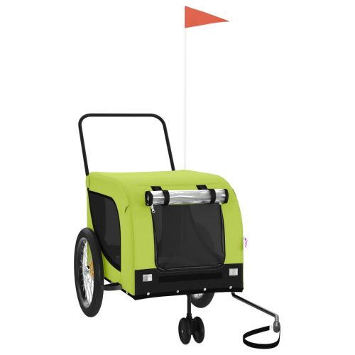 Ремарке за колело за любимци зелено черно Оксфорд плат и желязо