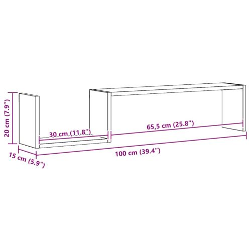 Стенни рафтове, 2 бр, кафяв дъб, 100x15x20 см, инженерно дърво
