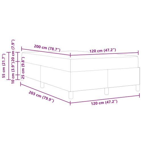 Рамка за легло с матрак Тъмен сив 120 x 200 cm текстил