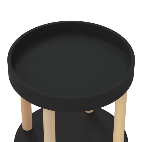 3-етажна количка черна 38x38x82 см инженерно дърво и бор масив