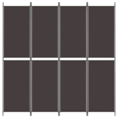 Параван за стая, 4 панела, кафяв, 200x220 cм, плат