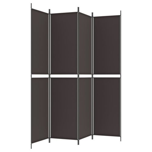 Параван за стая, 4 панела, кафяв, 200x220 cм, плат
