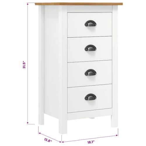 Сайдборд Hill бял 46x35x80 см борово дърво масив