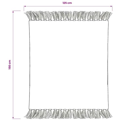 Декоративно одеяло, памук, ивици, 125x150 см, сиво и бяло
