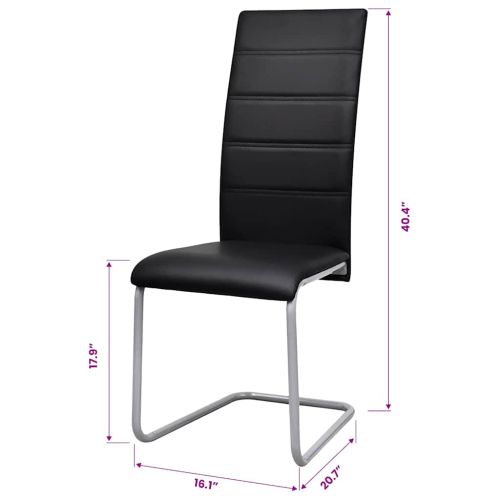 Конзолни трапезни столове, 2 бр, черни, изкуствена кожа