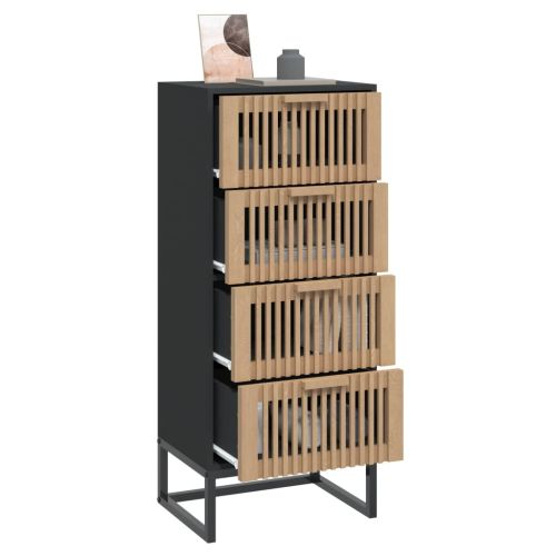 Висок шкаф, черен, 40x30x95 см, инженерно дърво
