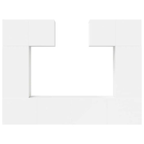 Комплект ТВ шкафове от 6 части, бял, инженерно дърво