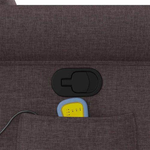 Изправящ масажен реклайнер стол, тъмнокафяв, текстил