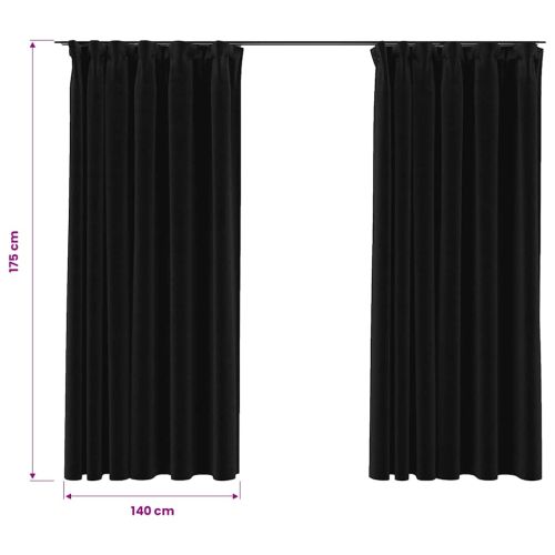 Затъмняващи завеси с куки имитация лен 2 бр антрацит 140x175 см