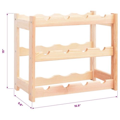 Стойка за вино за 12 бутилки, борова дървесина