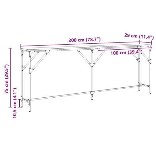 Конзолна маса дъб артизан 200 x 29 x 75 cm