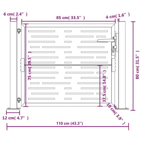 Градинска порта, антрацит, 100x75 см, стомана, квадратен дизайн