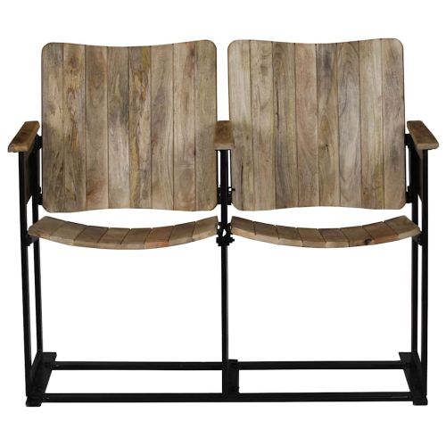 2-местна пейка, мангово дърво масив и стомана