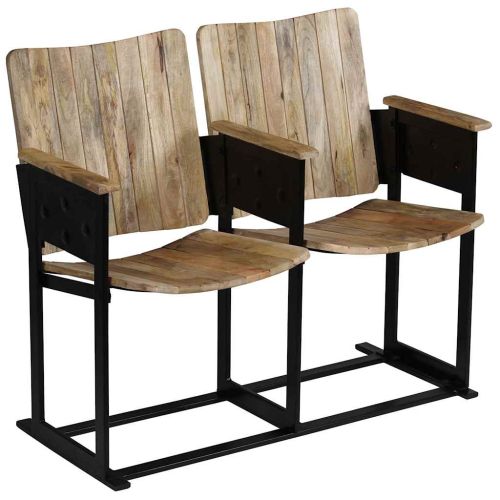 2-местна пейка, мангово дърво масив и стомана