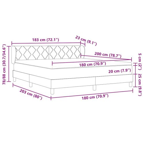 Легло с пружинирана основа с таблото Черно 180 x 200 cm Кадифе