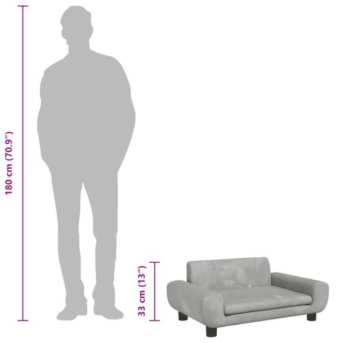 Кучешко легло светлосиво 70x45x33 см кадифе