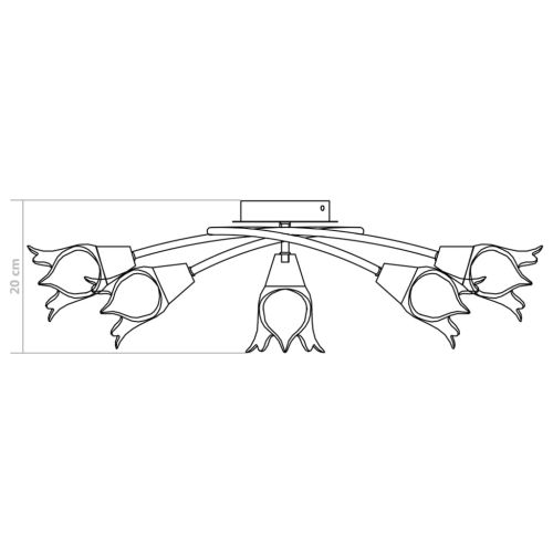 Полилей със стъклени абажури, за 5 крушки Е14, лале
