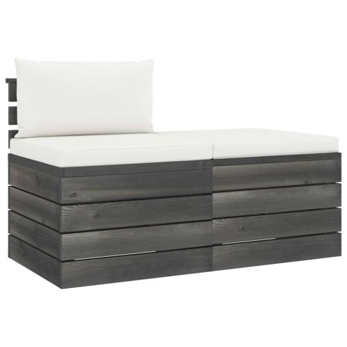 Градински мебели от палети 2 части с възглавници бор масив