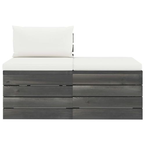 Градински мебели от палети 2 части с възглавници бор масив