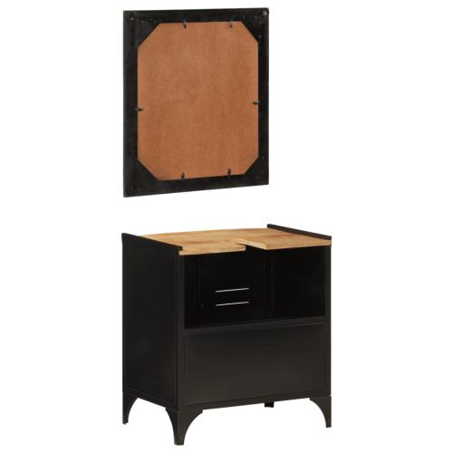 Комплект мебели за баня, 2 части, желязо и масивно манго