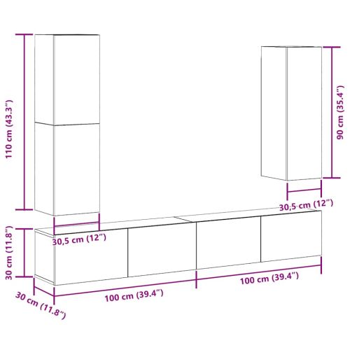 Комплект от 4 части за стенен монтаж на телевизора