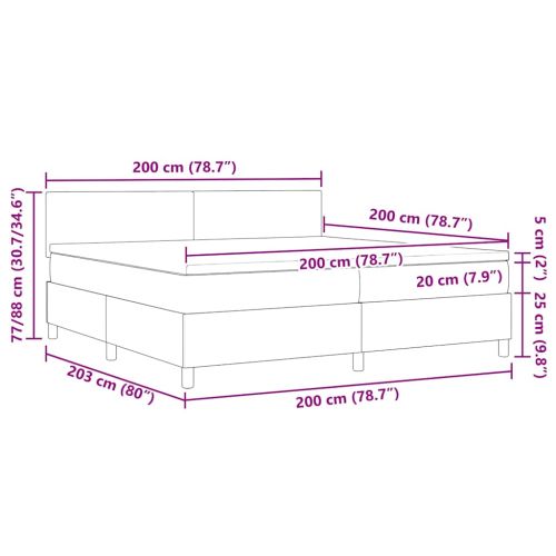 Легло с пружинирана основа Светлосив и бял 200 x 200 cm