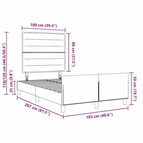 Рамка за легло с таблото Таупе 100 x 200 cm текстил