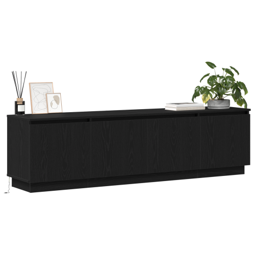 ТВ шкаф с LED Черния дъб 180 x 38 x 49 см Инженерно дърво
