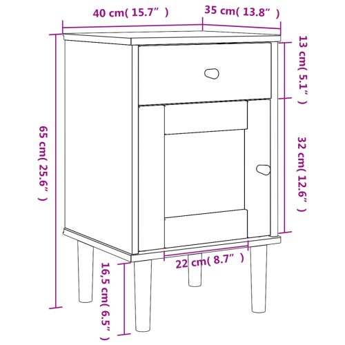 Нощно шкафче SENJA ратанова визия черно 40x35x65 см бор масив