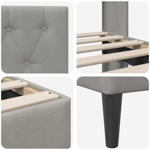 Рамка за легло с таблото Светлосиво 200 x 200 cm Кадифе