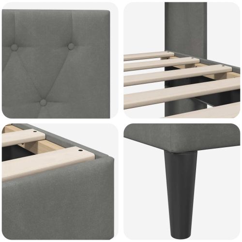 Рамка за легло с таблото Тъмносиво 200 x 200 cm Кадифе