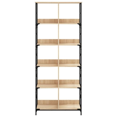 Библиотека дъб сонома 78,5x33x188,5 см инженерно дърво и желязо