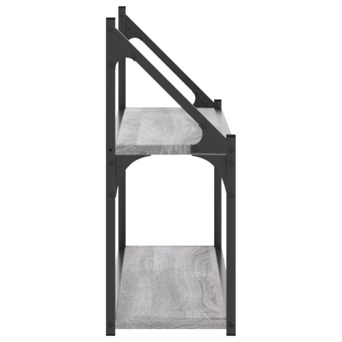 Стенен рафт на 2 нива сив сонома 80x21x51 см инженерно дърво