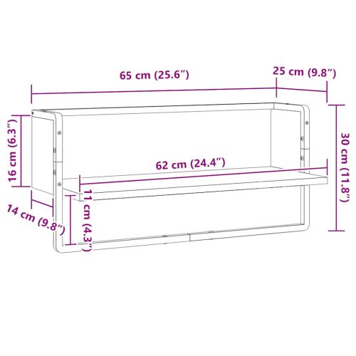 Стенен рафт с шина, дъб сонома, 65x25x30 см