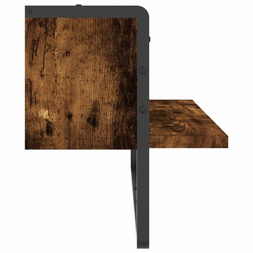 Стенен рафт с шина, опушен дъб, 65x25x30 см